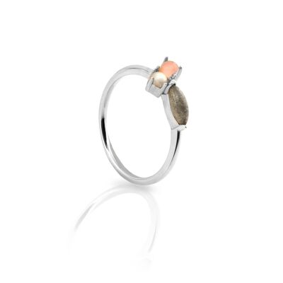 ESCARLET. Anillo de plata de ley con piedras naturales.