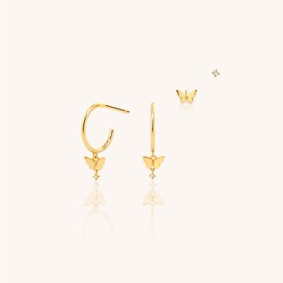 SET BUTTERFLY CZ orecchini in oro