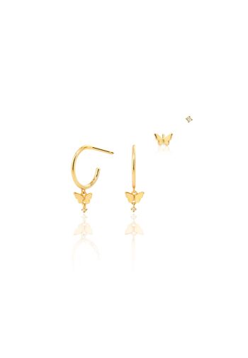 Boucles d'oreilles en or SET PAPILLON CZ 4