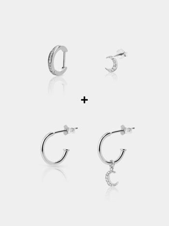 Boucles d'oreilles argent COMBO LUNA 2