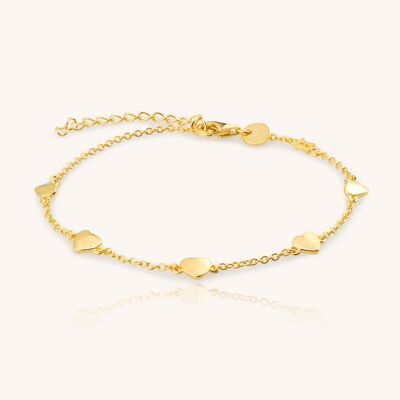 Pulsera CORAZONES GLD, plata de ley, baño oro.