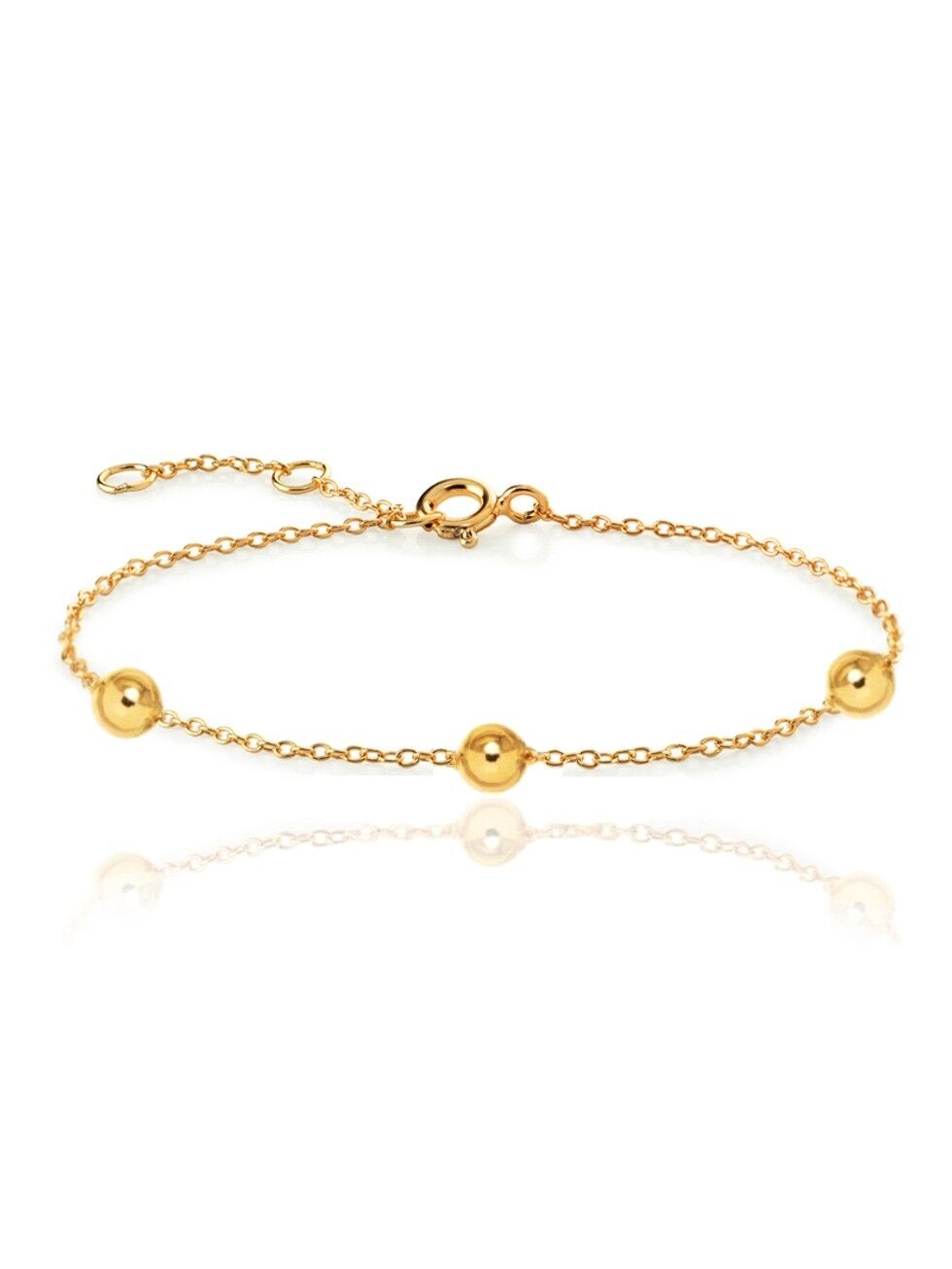THREE GLD BALLS. Sterling silver bracelet, gold plated.