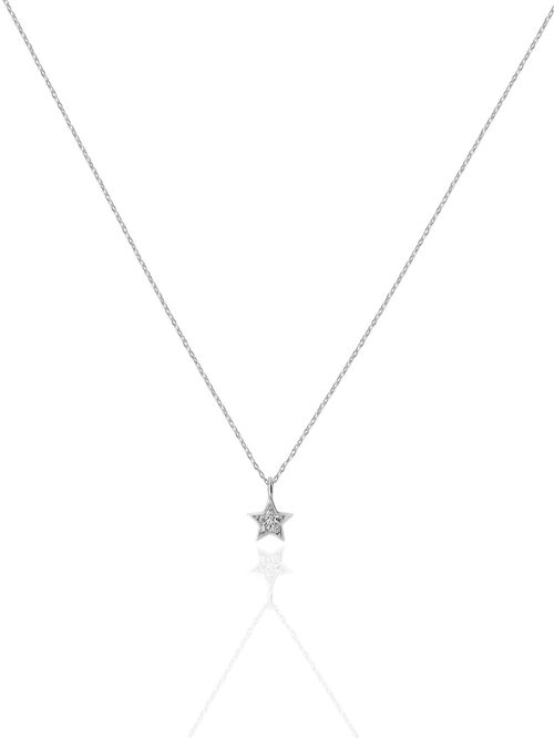 ESTRELLA CZ SLV. Collar plata de ley, estrella piedra zirconita.