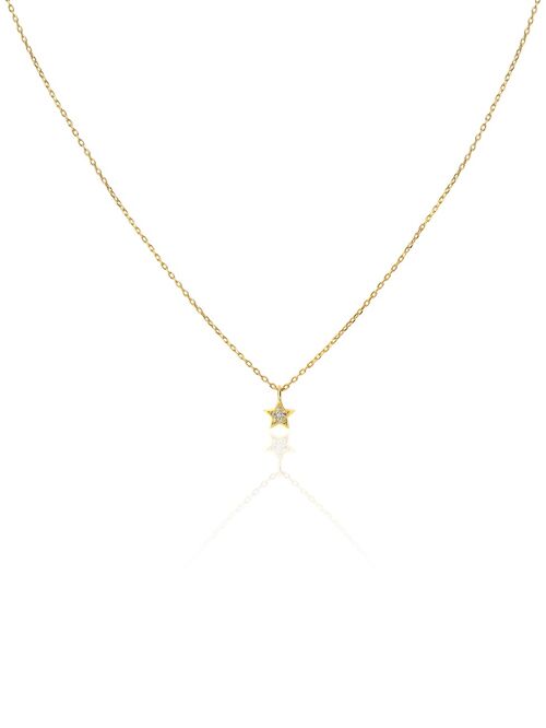 ESTRELLA CZ GLD. Collar plata de ley, baño oro, estrella piedra zirconita.