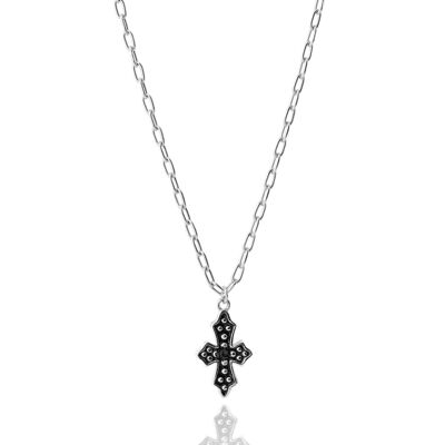 Collar BLACK CROSS plata