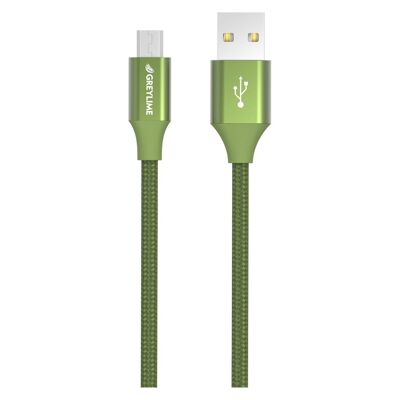 Braided USB-A to Micro USB Cable Green 1 meter