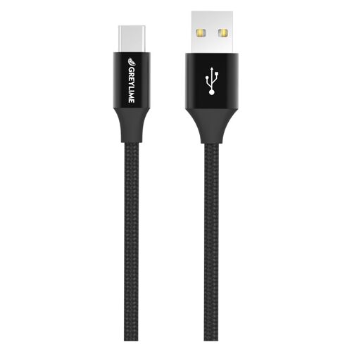 Braided USB-A to USB-C Cable Black - 2 meter