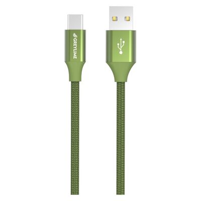 Braided USB-A to USB-C Cable Green - 1 meter
