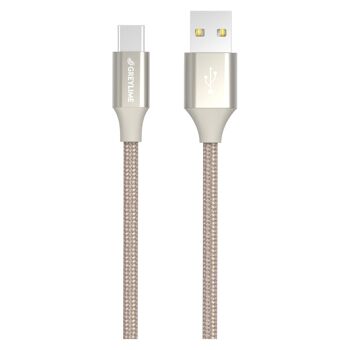 Câble tressé USB-A vers USB-C Beige - 2 mètres 1
