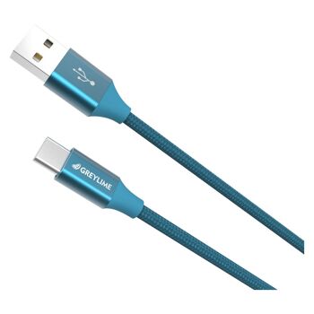 Câble tressé USB-A vers USB-C Bleu - 1 mètre 2