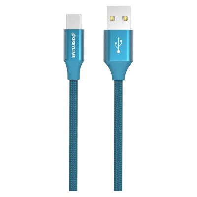 Braided USB-A to USB-C Cable Blue - 2 meter