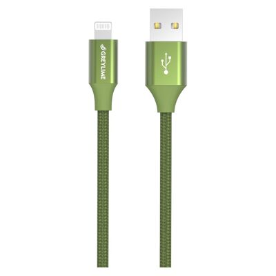 Braided USB-A to MFi Lightning Cable Green - 1 meter