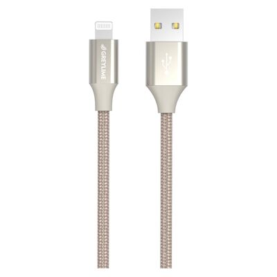 Braided USB-A to MFi Lightning Cable Beige - 1 meter