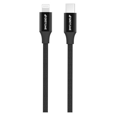 Geflochtenes USB-C-zu-MFi-Lightning-Kabel Schwarz – 2 Meter