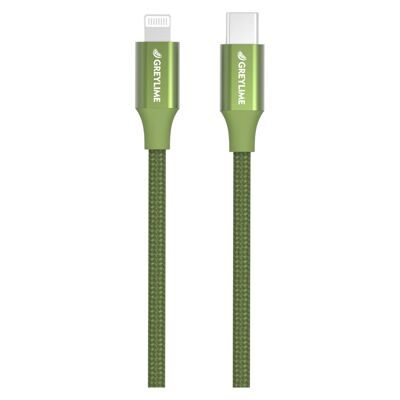 Braided USB-C to MFi Lightning Cable Green - 1 meter