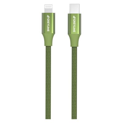 Câble Lightning tressé USB-C vers MFi Vert - 2 mètres