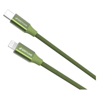 Câble Lightning tressé USB-C vers MFi Vert - 2 mètres 2