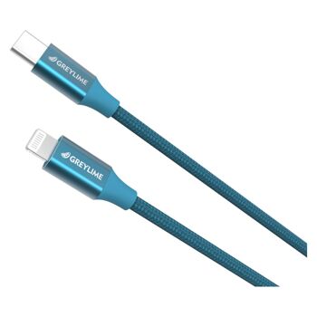 Câble Lightning tressé USB-C vers MFi Bleu - 1 mètre 2