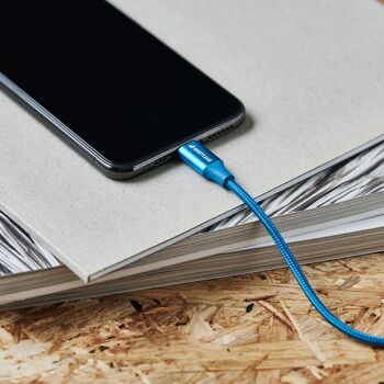 Câble Lightning tressé USB-C vers MFi Bleu - 1 mètre 3