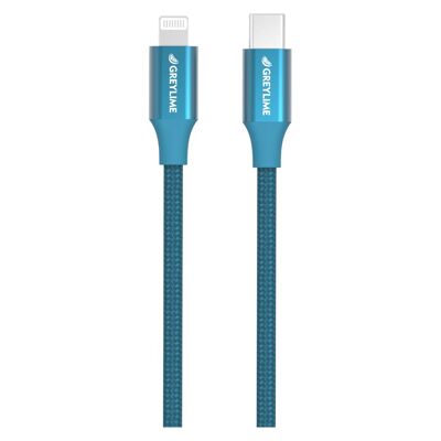 Geflochtenes USB-C-zu-MFi-Lightning-Kabel Blau – 2 Meter