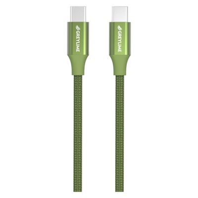 Cable USB-C trenzado a USB-C 60W Verde - 1 metro