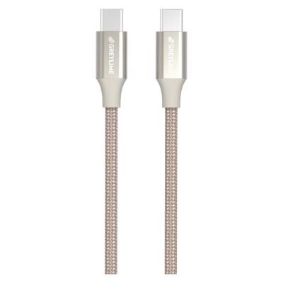 Câble tressé USB-C vers USB-C 60W Beige - 2 mètres