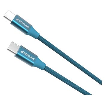 Câble tressé USB-C vers USB-C 60W Bleu - 1 mètre 2