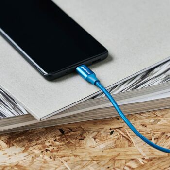 Câble tressé USB-C vers USB-C 60W Bleu - 1 mètre 3