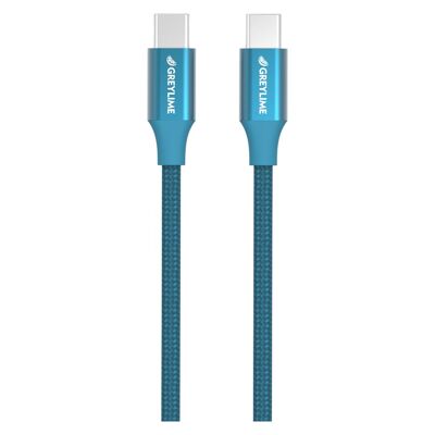 Braided USB-C to USB-C 60W Cable Blue - 2 meter