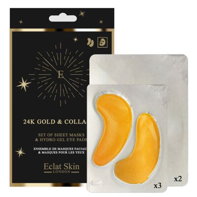 24K Gold & Collagen Set of Sheet Masks & Hydro Eye Pads
