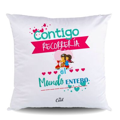 Canvas Cushion – With you I would travel the whole world