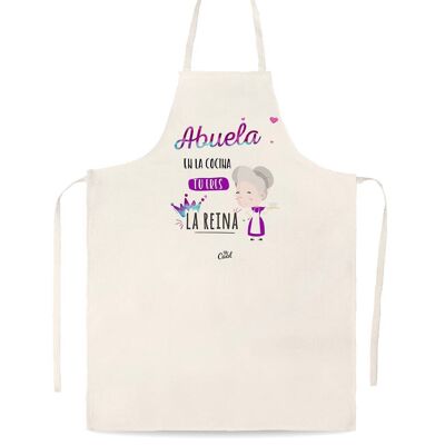 Linen type apron - Grandma in the kitchen you are the queen