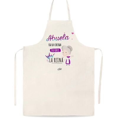 Linen type apron - Grandma in the kitchen you are the queen