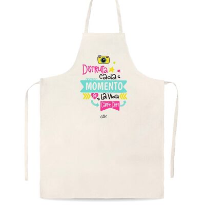 Linen type apron - Enjoy every moment Carpe Diem
