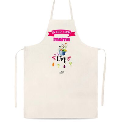 Linen type apron - In this house mom is the chef