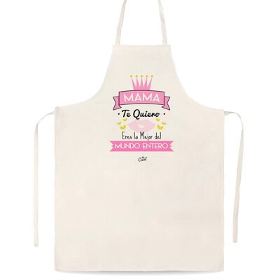 Linen type apron - Mom I love you you are the best in the world