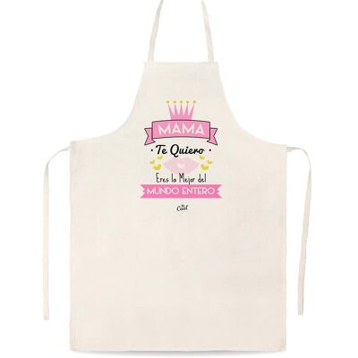 Linen type apron - Mom I love you you are the best in the world