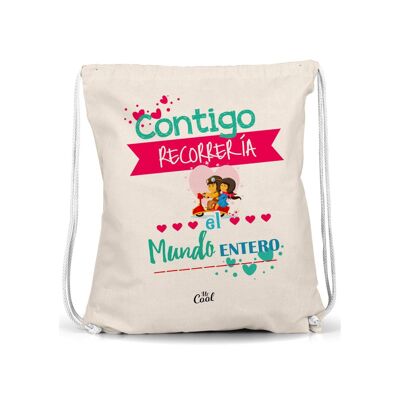 Mochila Saco – Contigo recorrería el mundo entero