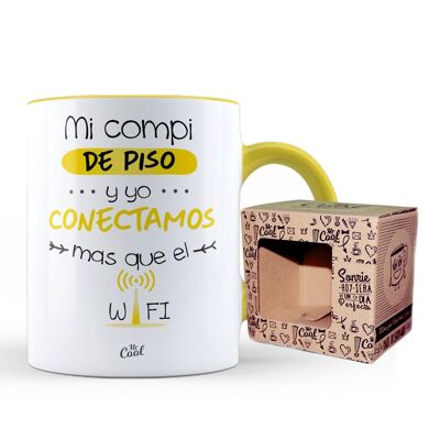 Taza Color Amarillo – Mi compi de piso y yo conectamos mas