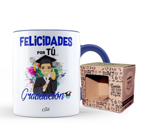 Taza Color Azul – Felicidades por tú graduación – hombre