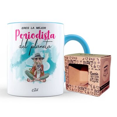 Taza Color Celeste – Eres la mejor periodista del planeta