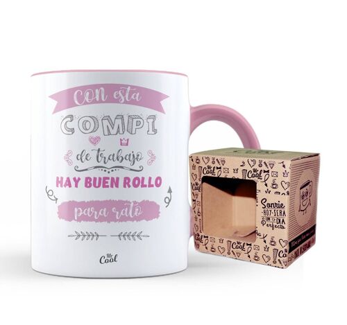 Taza Color rosa – Con esta de compi de trabajo hay buen