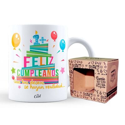 Taza- + - Feliz Cumpleaños - Que tus deseos se hagan real