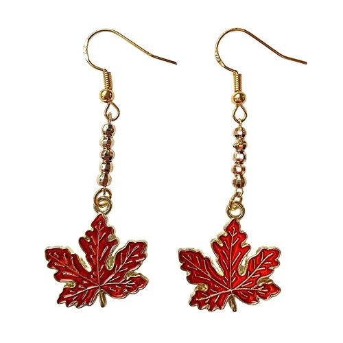 Maple Leaf Enamel Earrings