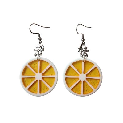 Aretes de rebanada de fruta jugosa