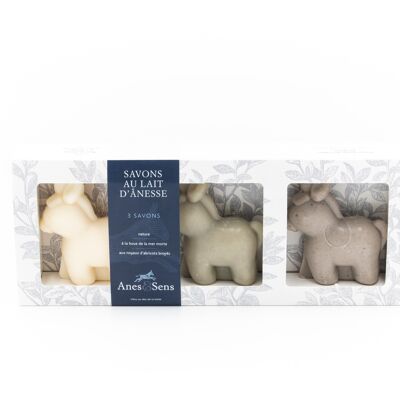Box "herd" 3 donkey soaps with donkey milk