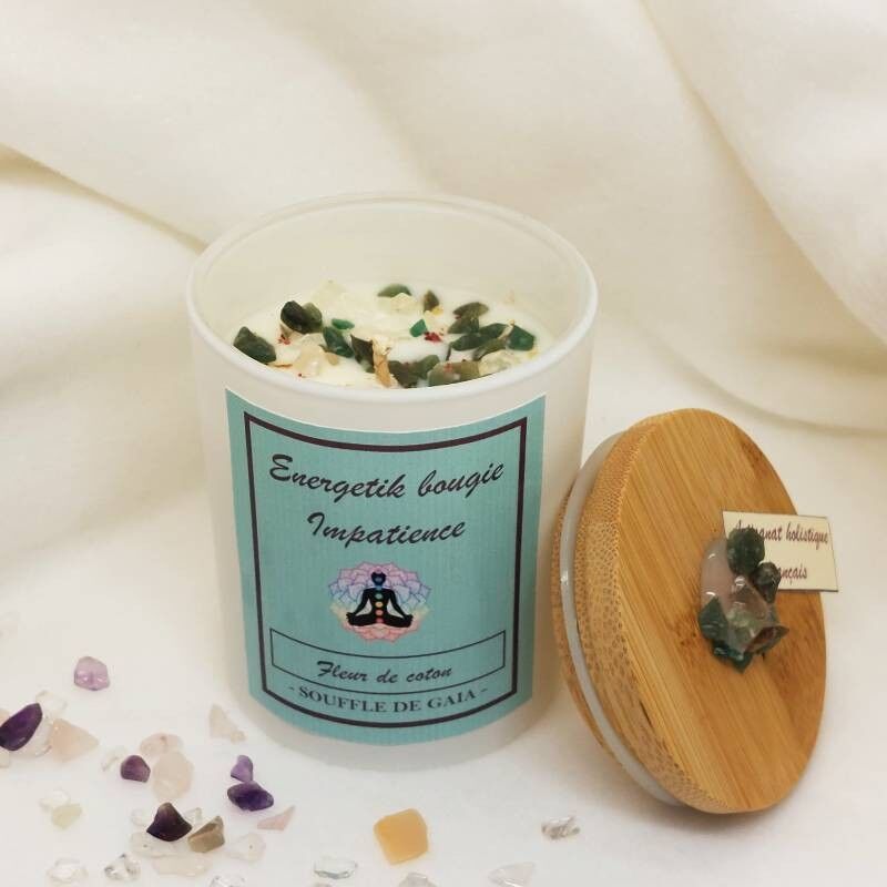 Bougie impatience - Fleur de coton -bougie bijou parfumée - Bougie lithothérapie -Bougie de soin