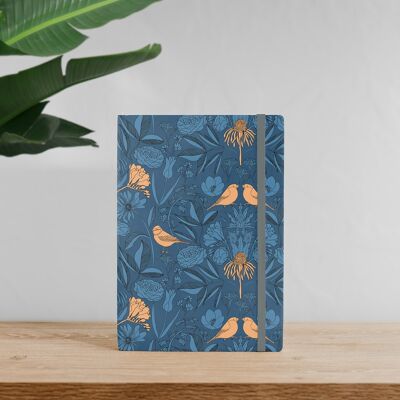 Libreta - Flores - Azul/Naranja