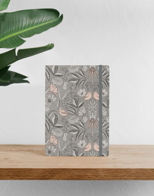 Notebook - Flowers - Grey/Blush Pink