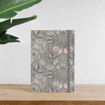 Libreta - Flores - Gris/Rosa Rubor